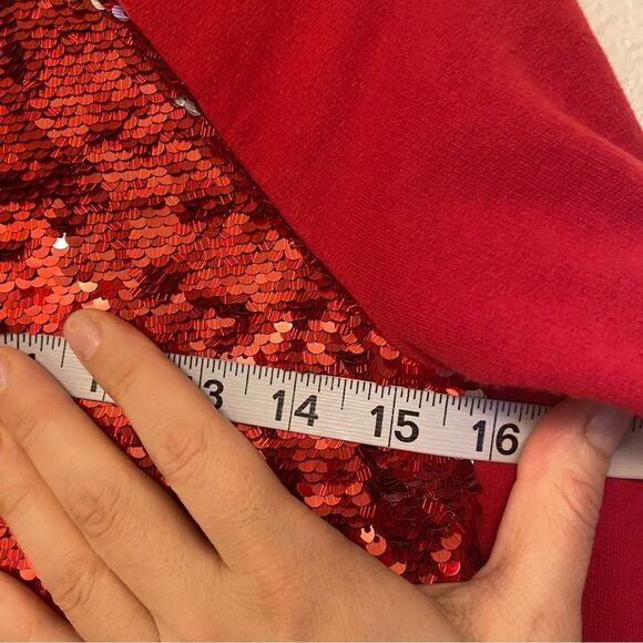 Cat & Jack Red reversible Sequin Sweatshirt Christmas Valentine’s Day L 10/12 - Picture 7 of 7